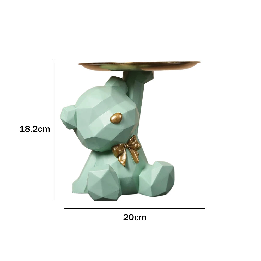 Bulldog Teddy “Cool Butler” Sculpture – Resin Dog Ornament with Storage Tray | Nordic Table Decor & Coin Piggy Bank