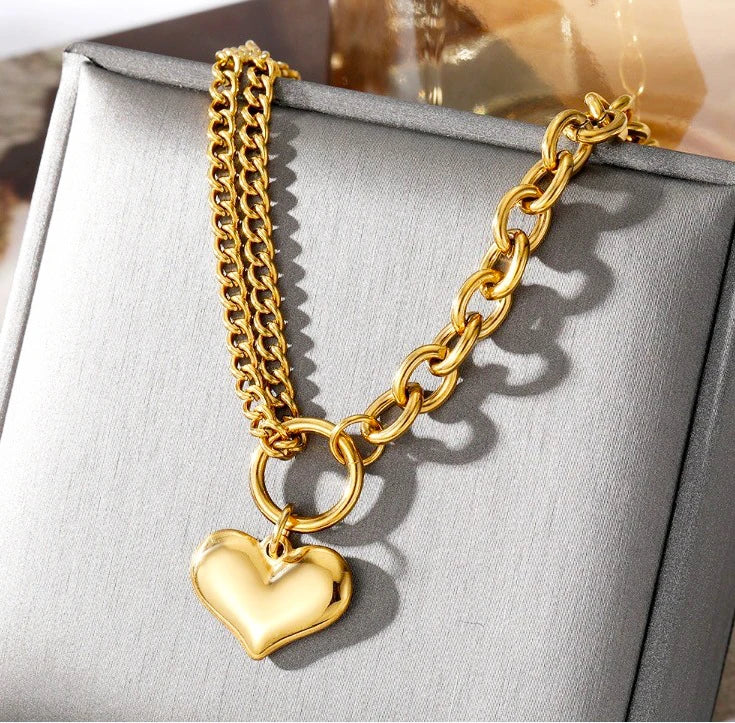 Bold Heart Stainless Steel Jewellery Set