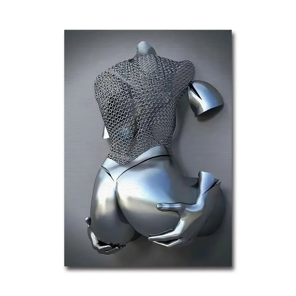 Futuristic Desire – Abstract Metal Robot Canvas