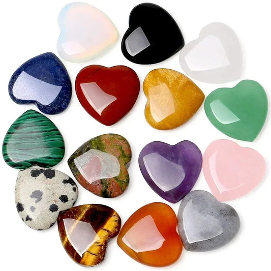 5PCS Heart-Shaped Natural Crystal Stones – Amethyst & Agate Mineral Healing Set for Home Décor & Gifts
