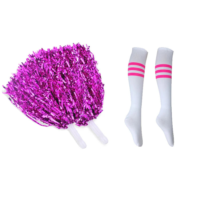 Cheerleader Cosplay Costume for Ladies – High School Uniform Dress with Pompoms for Halloween, Carnival & Party Fun