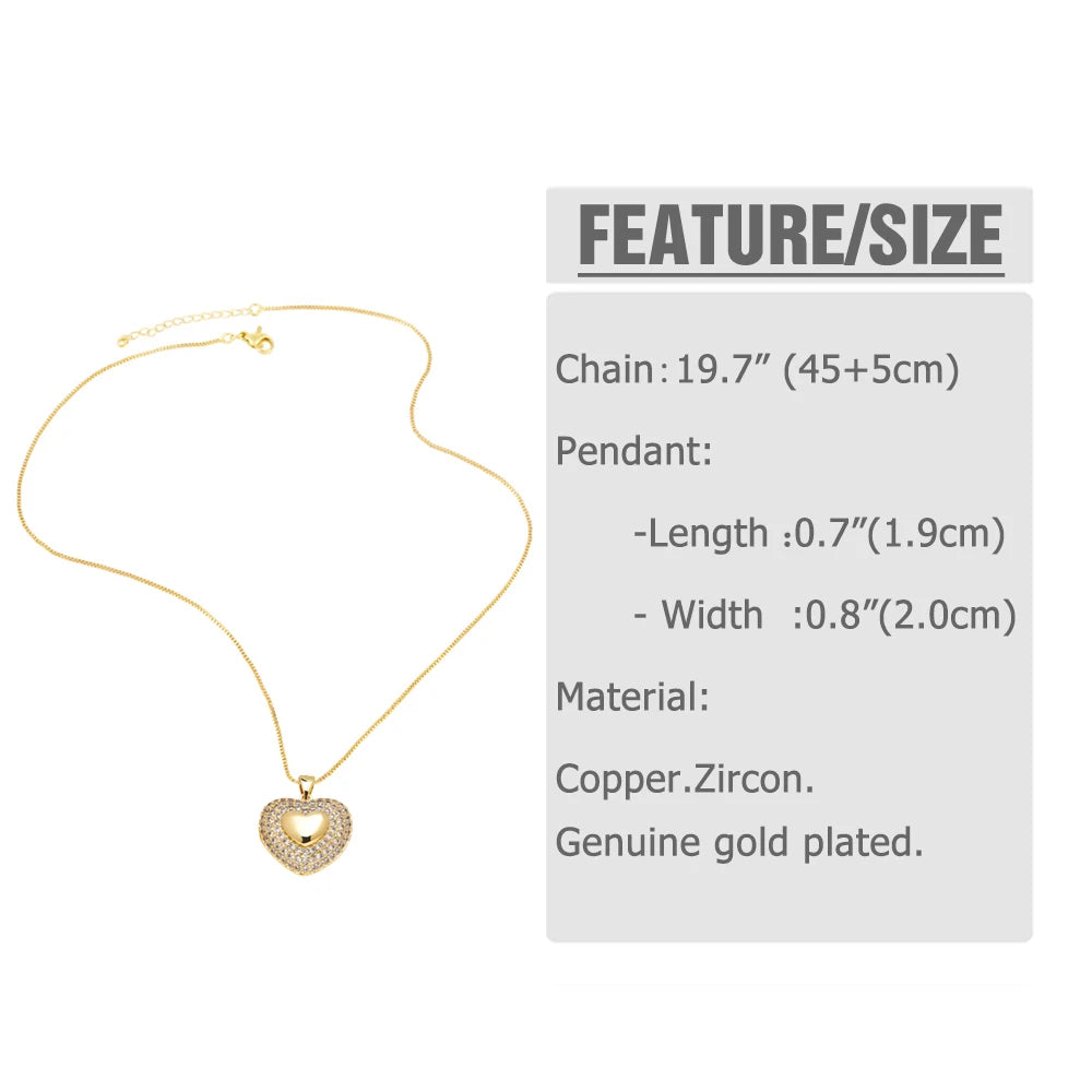 Elegant Gold-Plated Heart Crystal Necklace – Shiny Short Chain Jewelry Gift for Women