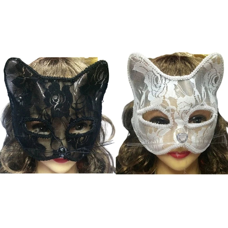 Sexy Lace Cat Mask for Women – Elegant Masquerade Animal Mask for Adults, Cosplay & Halloween Fantasy