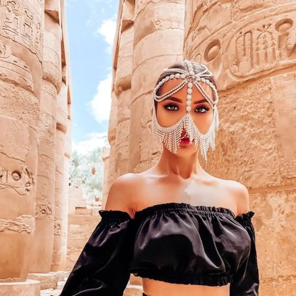Crystal Tassel Veil Mask