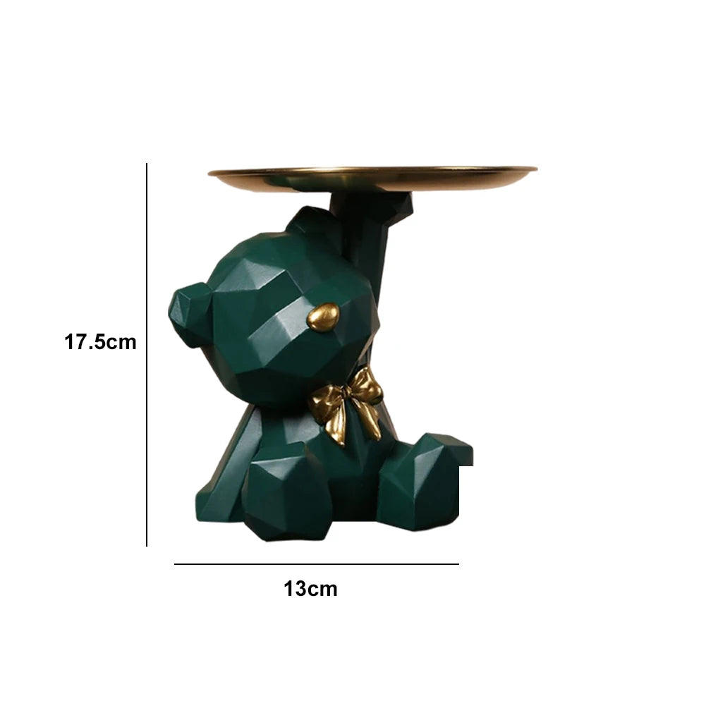 Bulldog Teddy “Cool Butler” Sculpture – Resin Dog Ornament with Storage Tray | Nordic Table Decor & Coin Piggy Bank