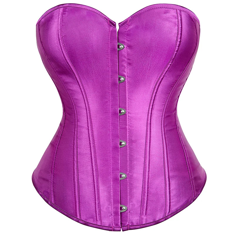 Sexy Gothic Overbust Corset Top – Lace-Up Boned Bustier with Elastic Fit, Steampunk Body Shaper for Women