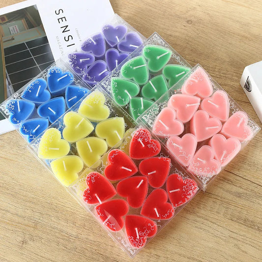 9Pcs Cute Heart Candles- Love in Flame – Heart-Shaped Smokeless Candle for Proposals & Special Moments