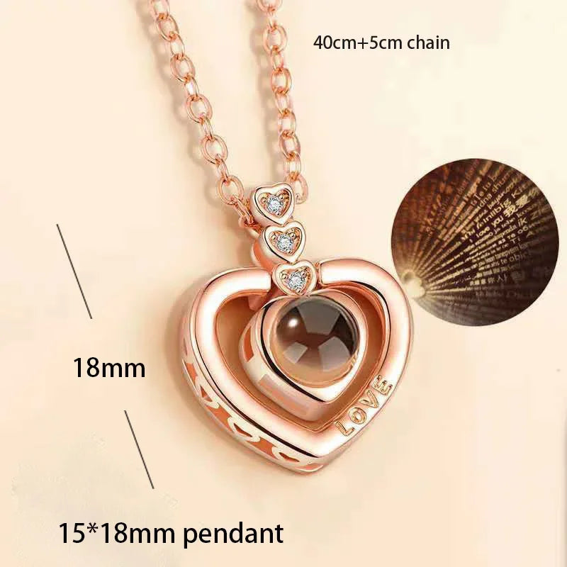 “I Love You in 100 Languages” Heart Pendant Necklace