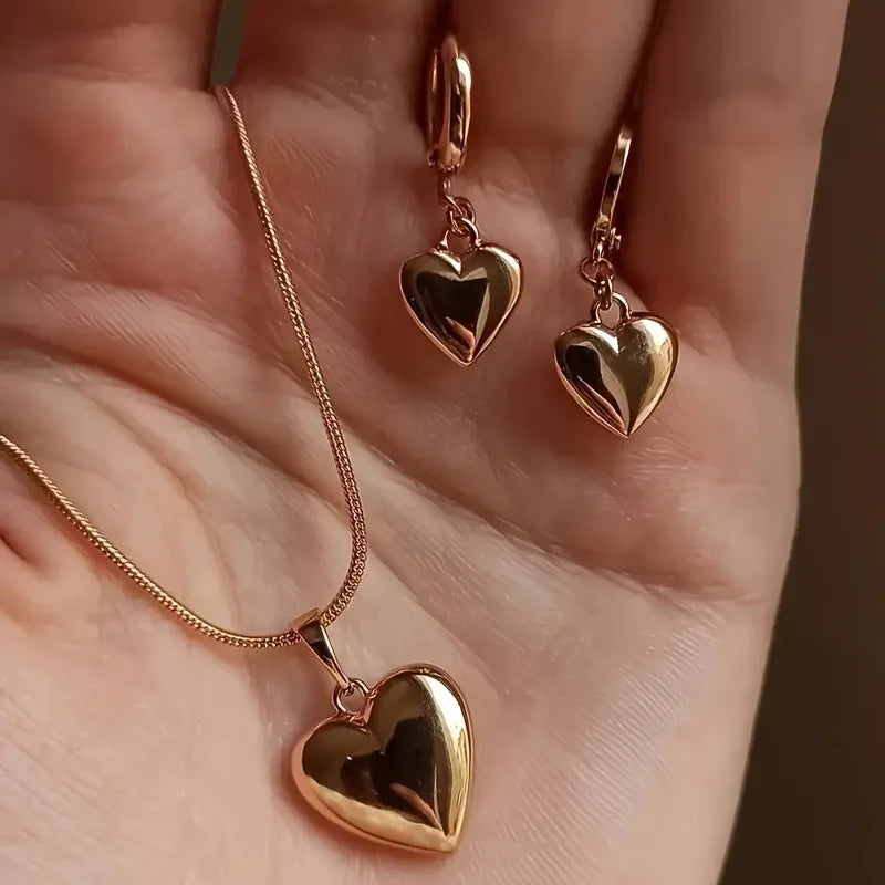 Golden Glow Heart Jewelry Set