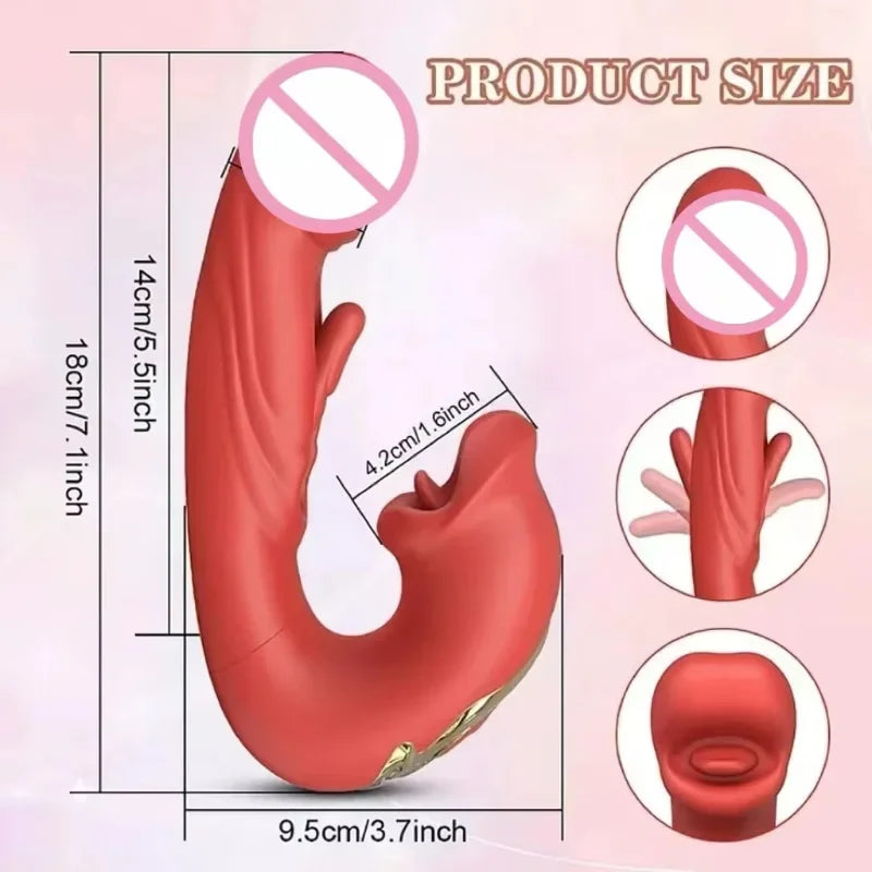 LuxeLick 5-in-1 Tongue Vibrator – Clit, Nipple, G-Spot & Anal Pleasure Toy