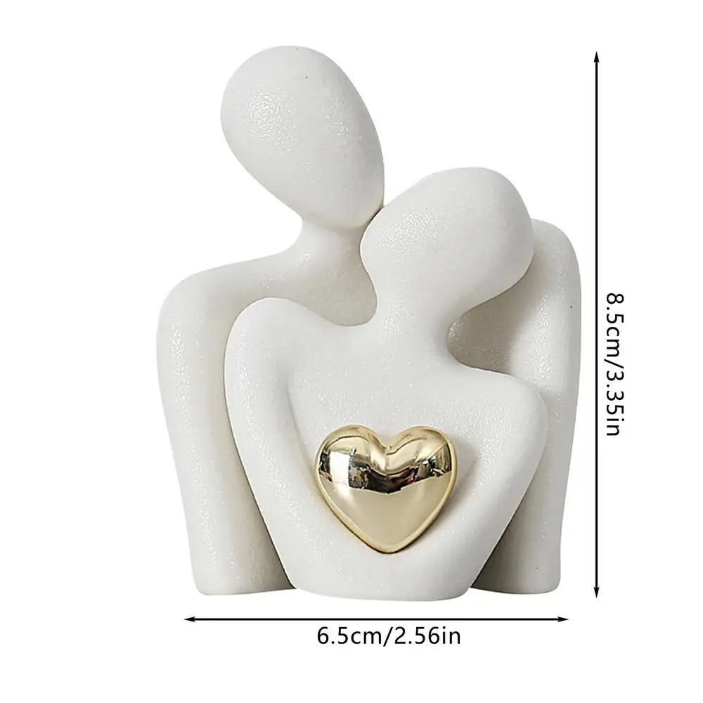 Ceramic Couple Hugging Figurine – Abstract Modern Love Sculpture for Home Décor & Gifts