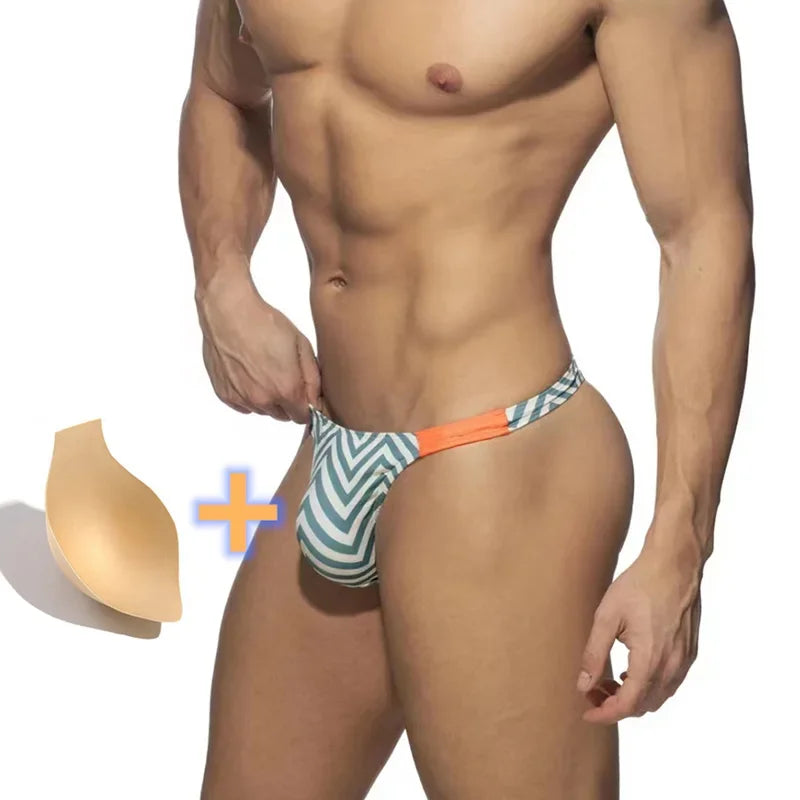 Men’s Low Waist Swim Trunks – Quick-Dry Bikini Style