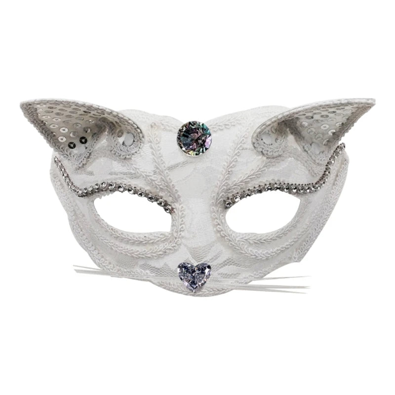 Sexy Lace Cat Face Mask – Elegant Masquerade & Halloween Mask for Women