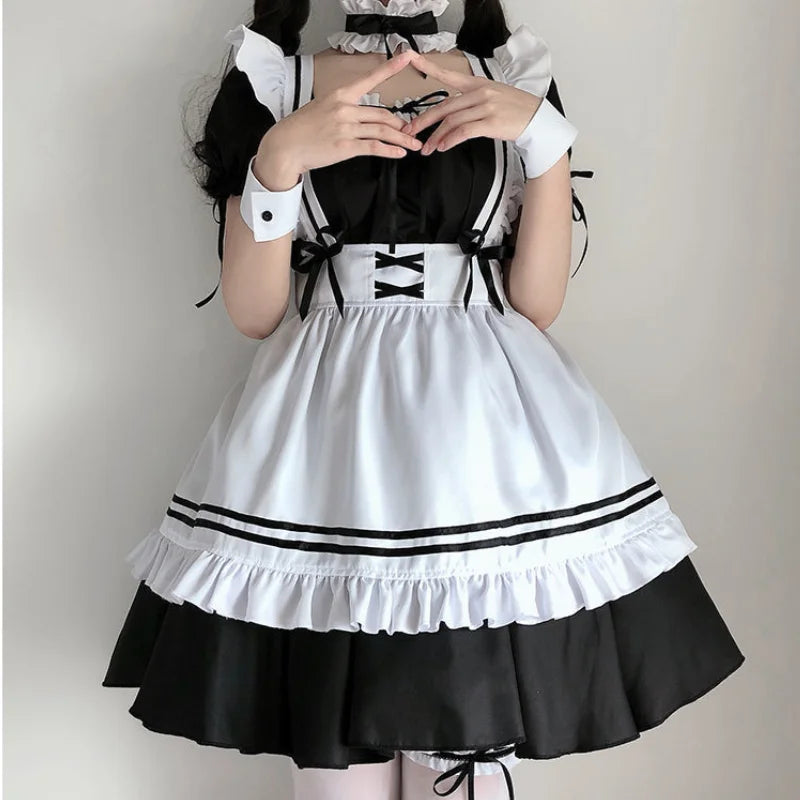 Sexy Lolita French Maid Outfit – Cosplay Party Dress with Apron for Women Uniform Roleplay Sexy Lady