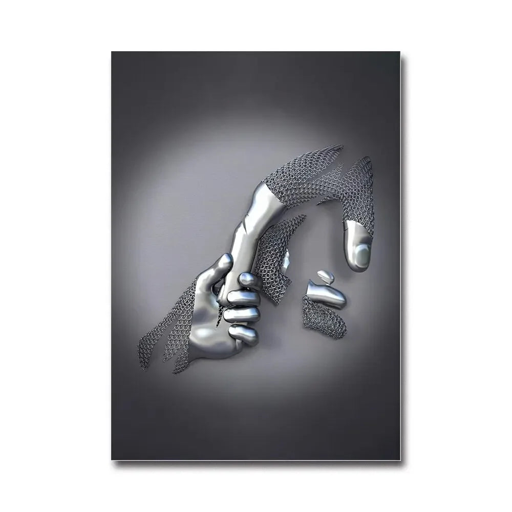 Futuristic Desire – Abstract Metal Robot Canvas