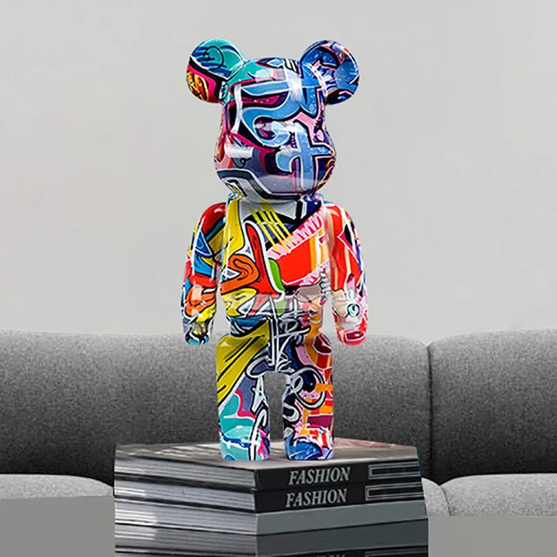 Graffiti Bear Figurine – Modern Abstract Animal Ornament & Money Jar | Home, Table & Room Decor