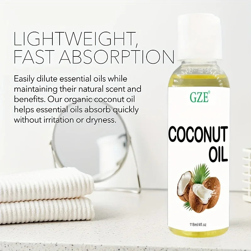 Fractionated Coconut Massage Oil – Premium Liquid Carrier Oil for Essential Oils | Relaxing, Lightweight Skin Moisturizer & Softener for Couples