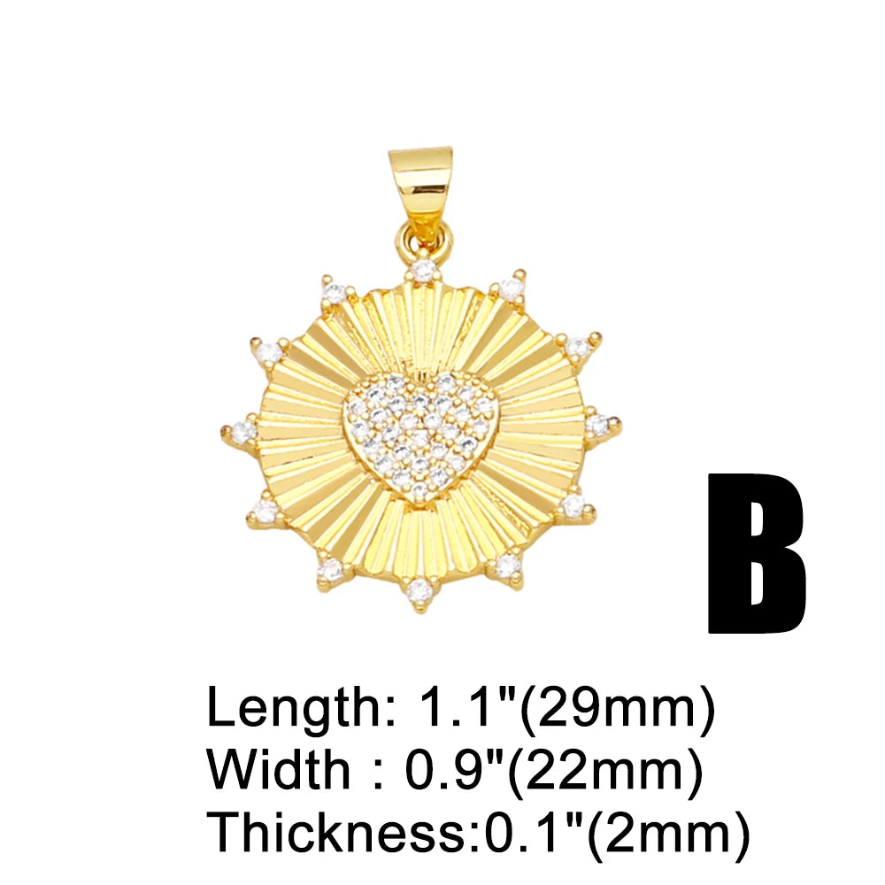Trendy Gold-Plated Heart Pendant – Lock & Star Amulet Charm for Necklace Making, Shiny Crystal Jewellery Supplies