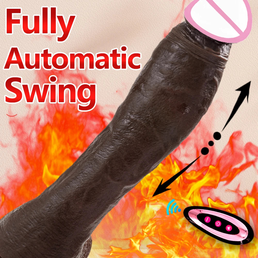 Black – 10.6" Heated Realistic Vibrator with Telescopic & Swing Motion Bigger. Hotter. Deeper. And Always in Control.