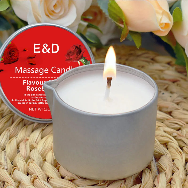 Rose-Scented Massage Oil Candle – 2oz Aromatherapy Body Oil Candle for Pure Relaxation & Home Spa