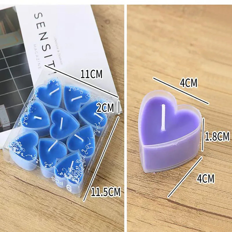 9Pcs Cute Heart Candles- Love in Flame – Heart-Shaped Smokeless Candle for Proposals & Special Moments
