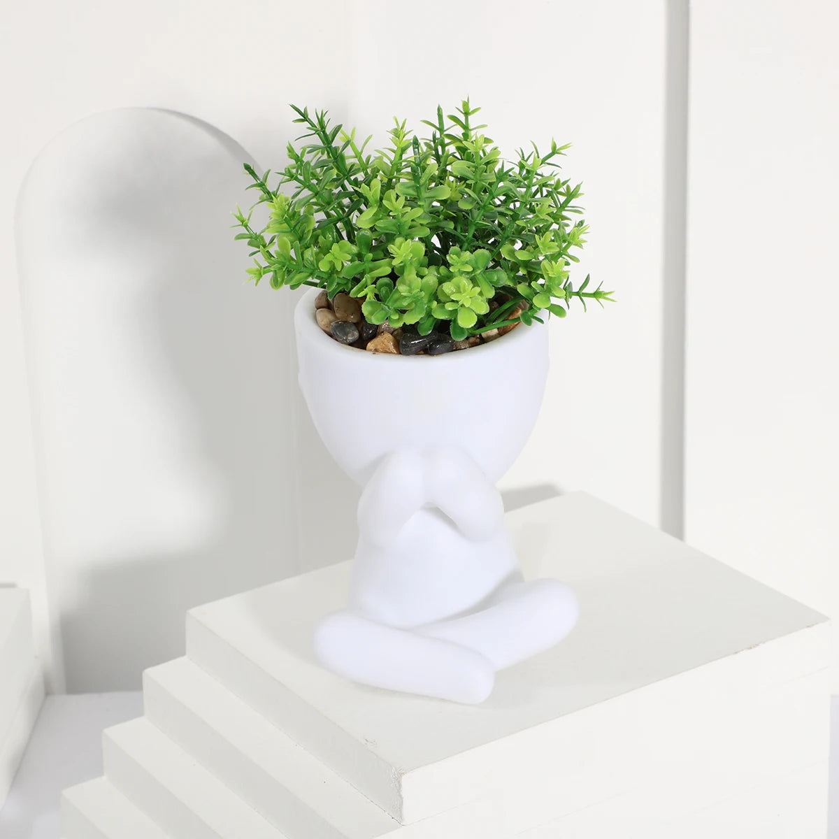 Adorable Eucalyptus Plant in Black & White Character Pot Sexy Boy Girl Pose Mini Planter for Home Decor Present Gift