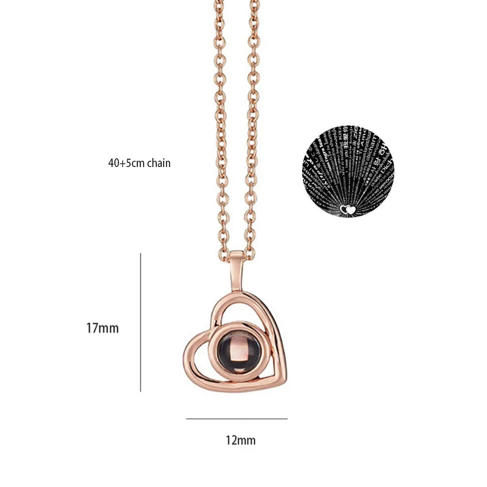 “I Love You in 100 Languages” Heart Pendant Necklace