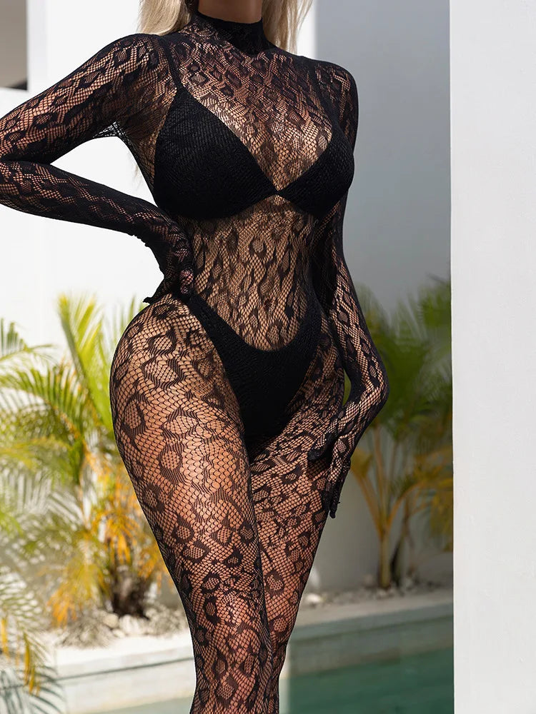 Women's Sexy Fishnet Bodysuit – See-Through Mesh Lingerie Jumpsuit Babydoll Nightwear (1pc/2pcs)