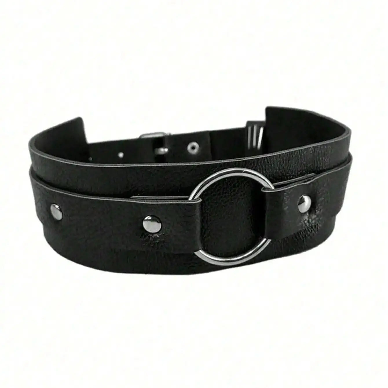 Y2K Fashionable Women Neck Choker Collar PU Leather Belt With Metal Buckle Collar Trendy Clavicle  with Adjustable Suitable For Club Party