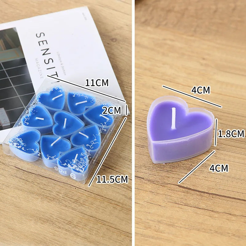 9Pcs Cute Heart Candles- Love in Flame – Heart-Shaped Smokeless Candle for Proposals & Special Moments