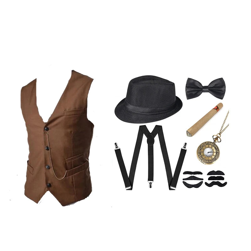 Roaring 20s Gatsby Gangster Accessory Kit – Vintage Panama Hat, Bow Tie & Suspenders for Dashing 1920s Cosplay or Speakeasy Style