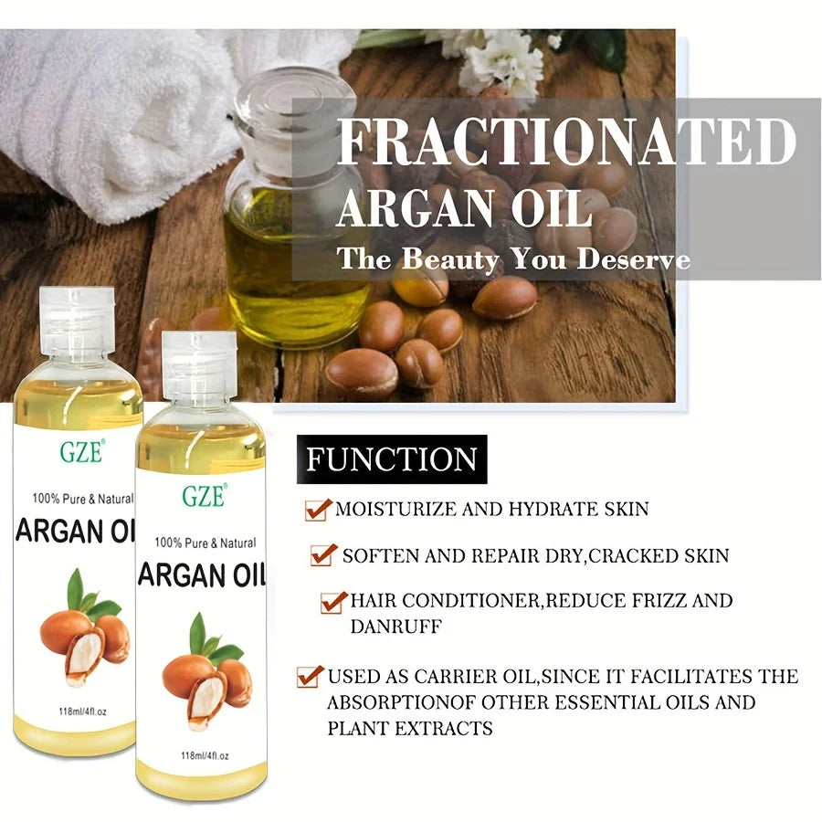 Organic Moroccan Argan Oil – 100% Pure, Cold-Pressed Virgin Oil for Hair, Face, Body & Scalp | Premium Moisturizer for Dry & Damaged Skin