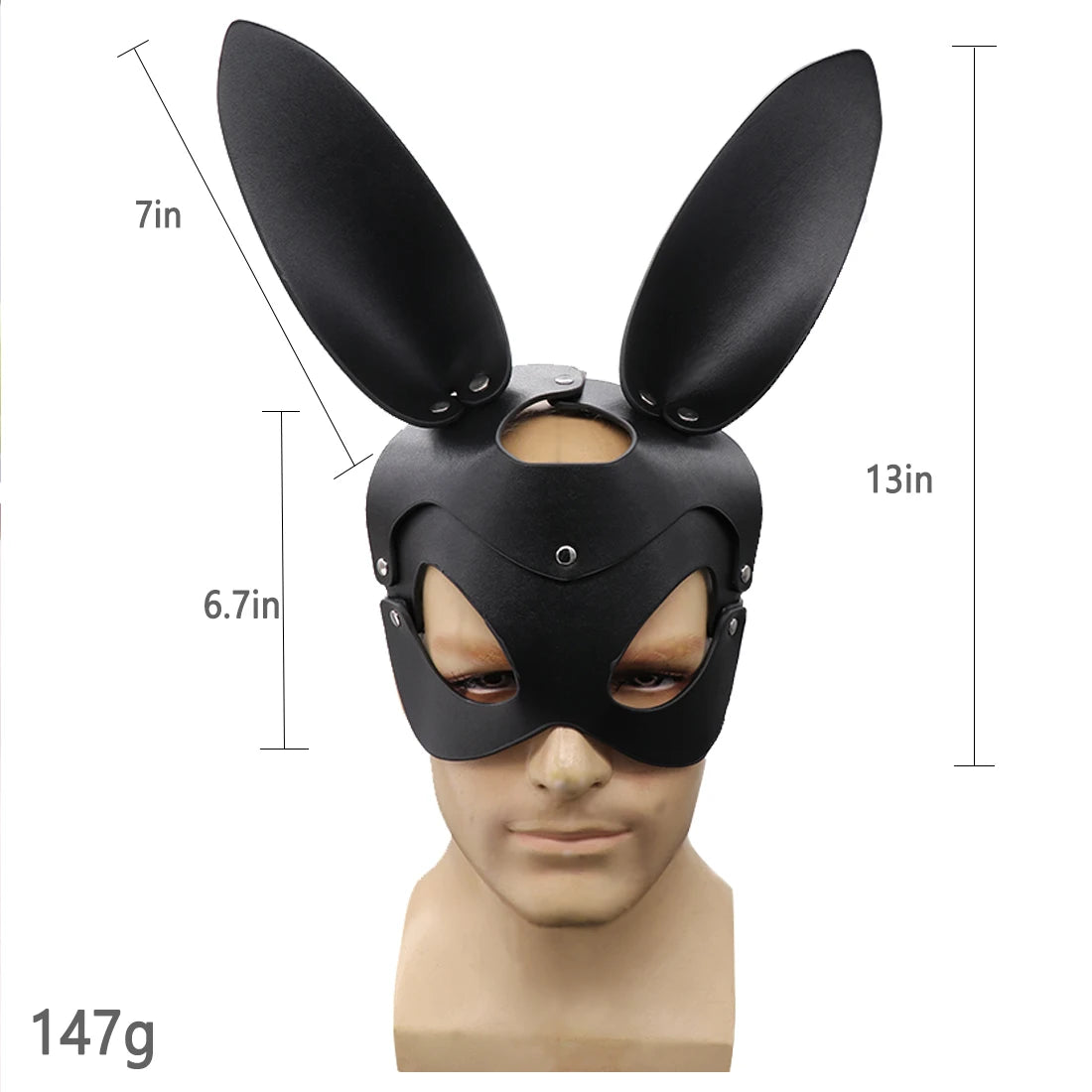 Punk Bunny Mask – Spiked Leather Cat & Mouse Headgear for Cosplay, Masquerades & Halloween