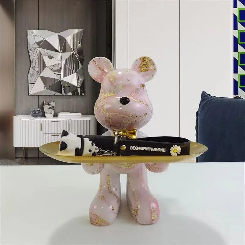 Graffiti Bear Figurine – Modern Animal Ornament & Keys Storage | Home, Shelf, Table, and Room Decor
