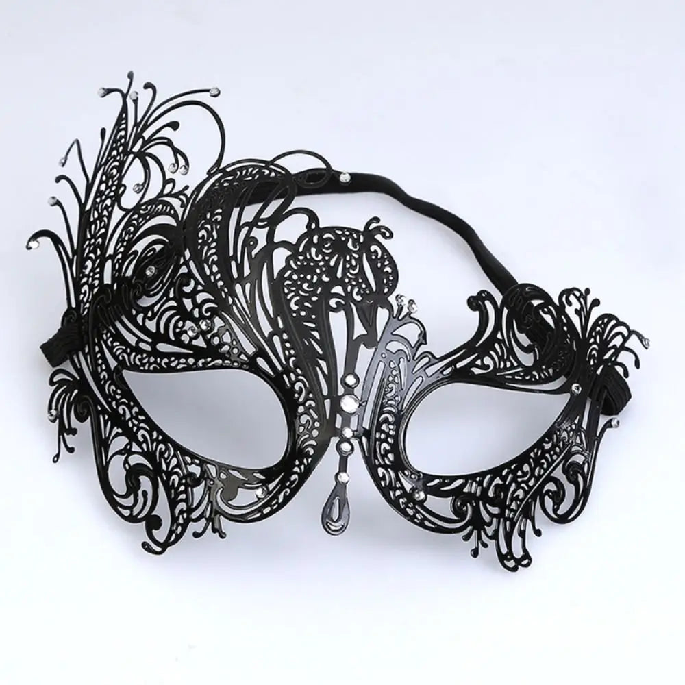 Black & Gold Skull Metal Mask – Rhinestone-Embellished Venetian Masquerade Half-Face Mask for Men & Women