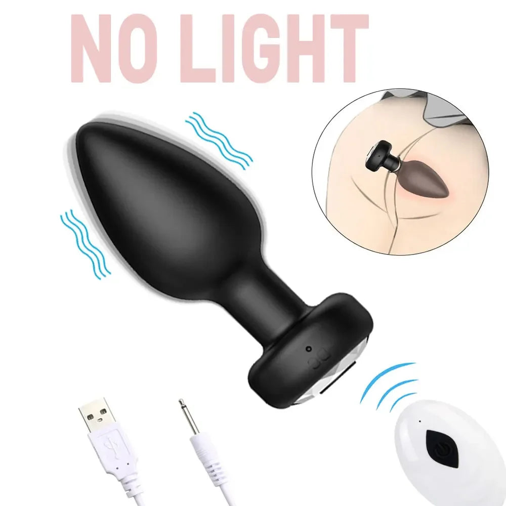 GlowPlug Remote-Controlled LED Vibrating Anal Plug – Unisex Silicone Pleasure Toy