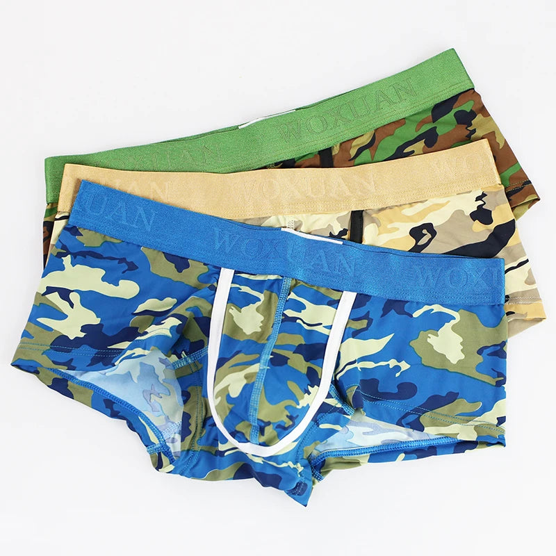 Choice of Men’s Camouflage Boxer Shorts – Tight Fit with U-Convex Pouch Sexy Underwear