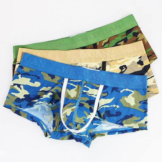 Choice of Men’s Camouflage Boxer Shorts – Tight Fit with U-Convex Pouch Sexy Underwear