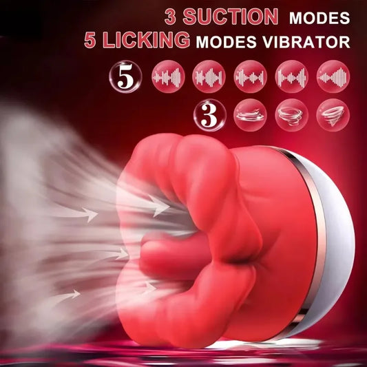 Rose & Red Lips Tongue Vibrator – Clitoral & G-Spot Licking Stimulator for Women – Erotic Lick Massager for Intense Female Pleasure
