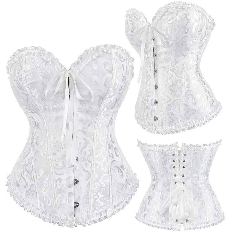 Sexy Gothic Overbust Corset Top – Lace-Up Boned Bustier with Elastic Fit, Steampunk Body Shaper for Women