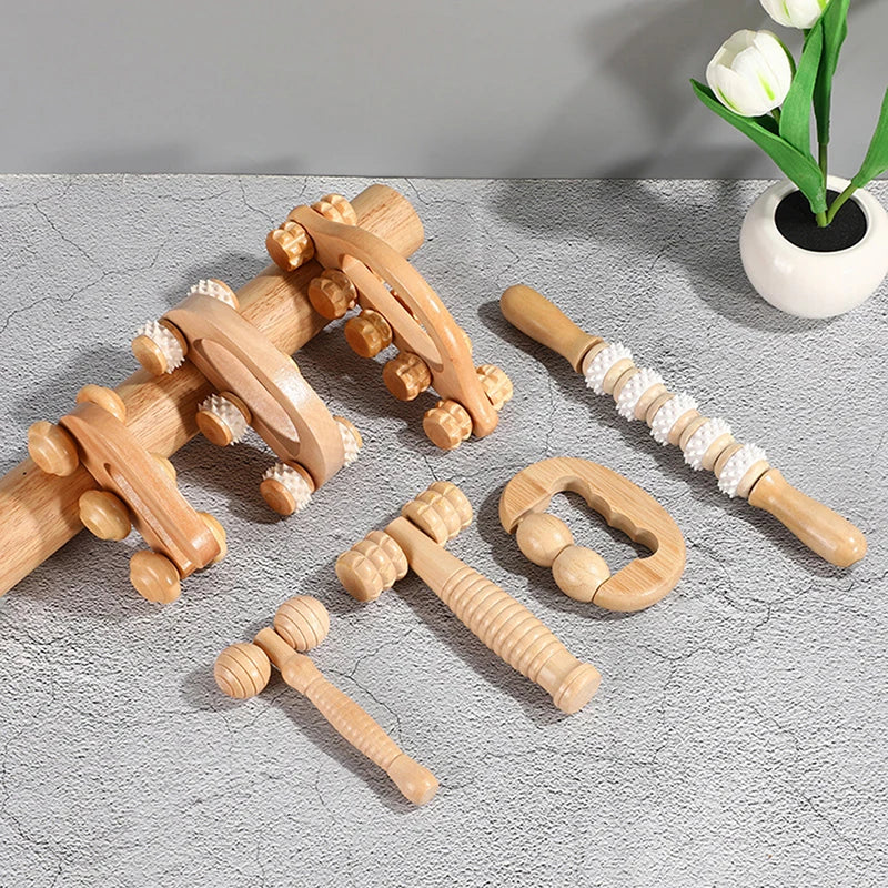 Relax Anywhere – Wooden Massage Roller for Body & Face