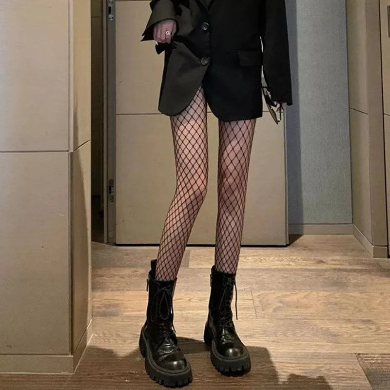 Provocative Elegance – High-Waist Sheer Mesh Tights