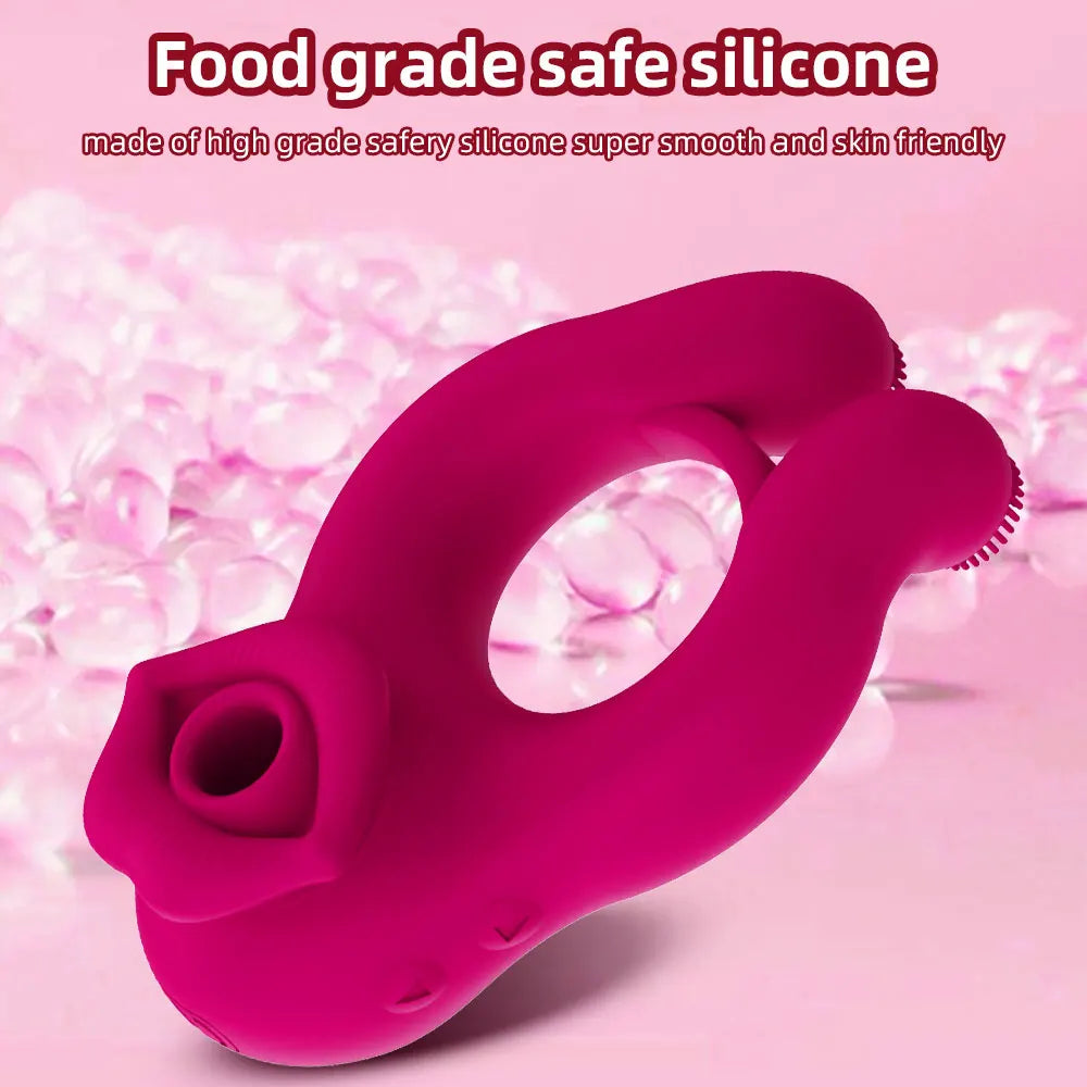 Pulse Lick Duo – Tongue-Licking Clitoris Stimulator & Delay Cock Ring for Explosive Couple Play