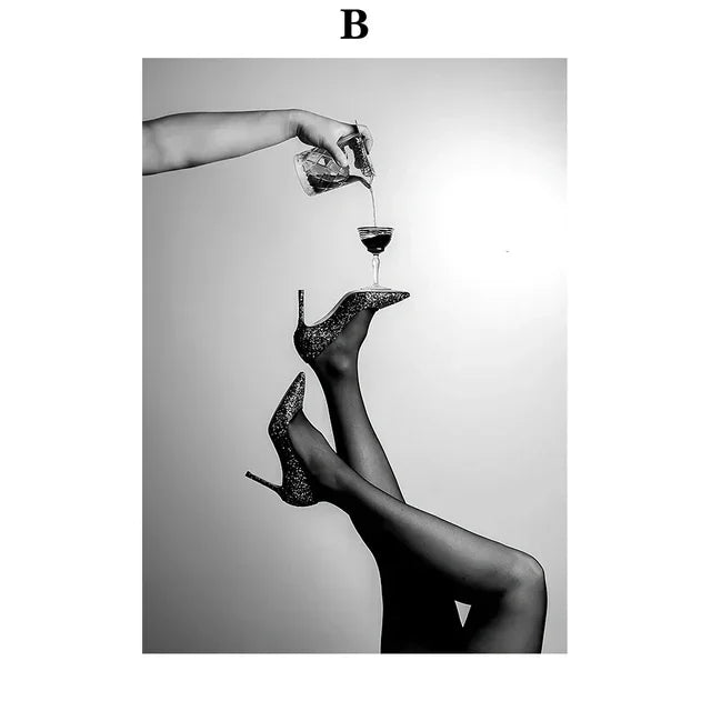 Champagne Elegance – Black & White Beauty Art