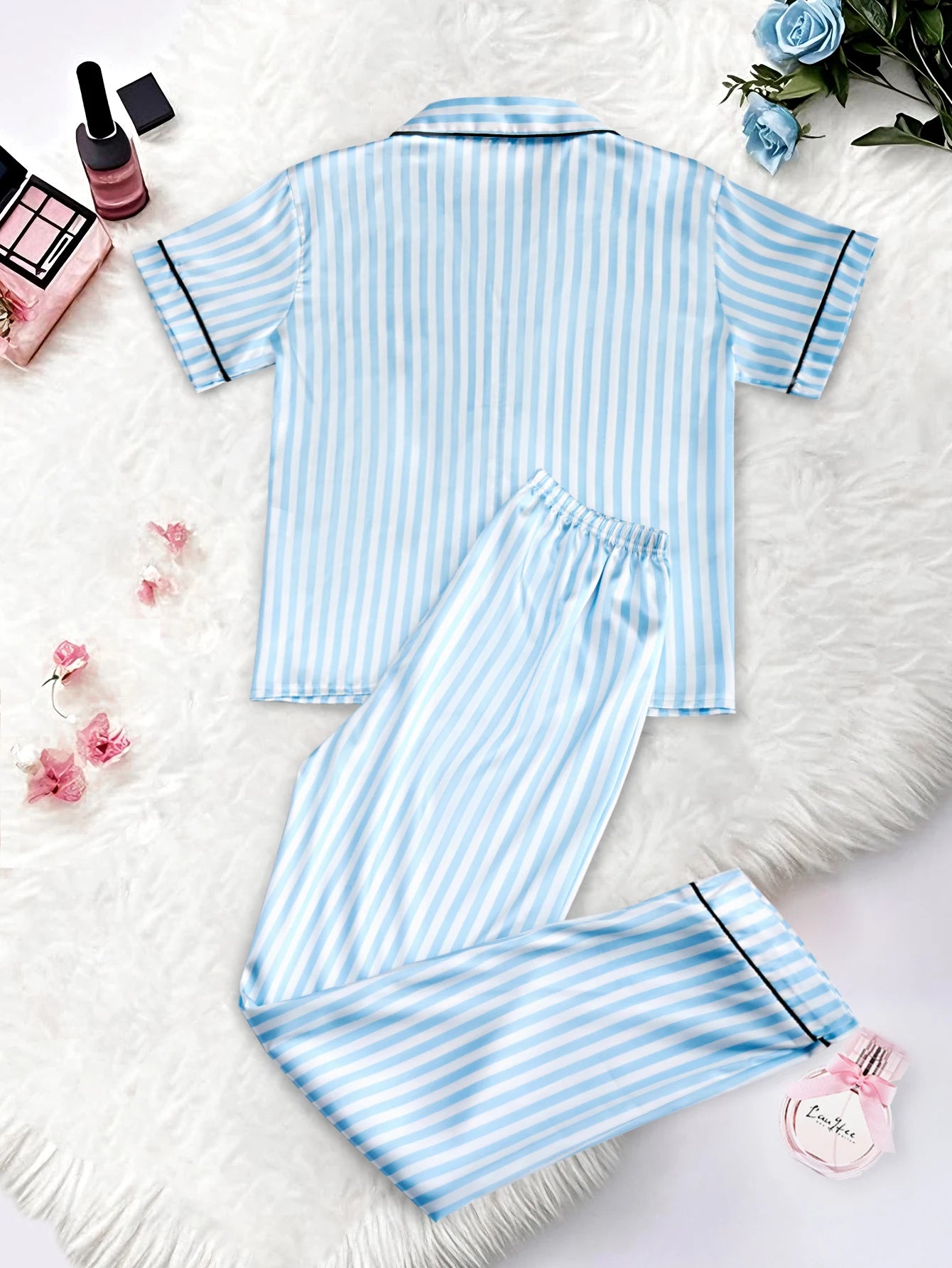 Classic Striped Satin Pajama Set