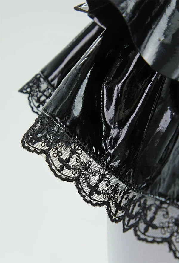 Sexy Gothic Misa Lingerie Set – Black Cami Top, Mini Skirt, Sleeves & Choker Cosplay Costume