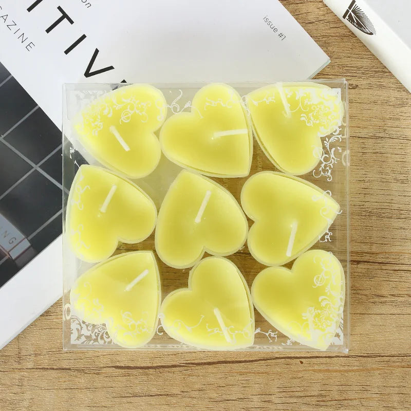 9Pcs Cute Heart Candles- Love in Flame – Heart-Shaped Smokeless Candle for Proposals & Special Moments