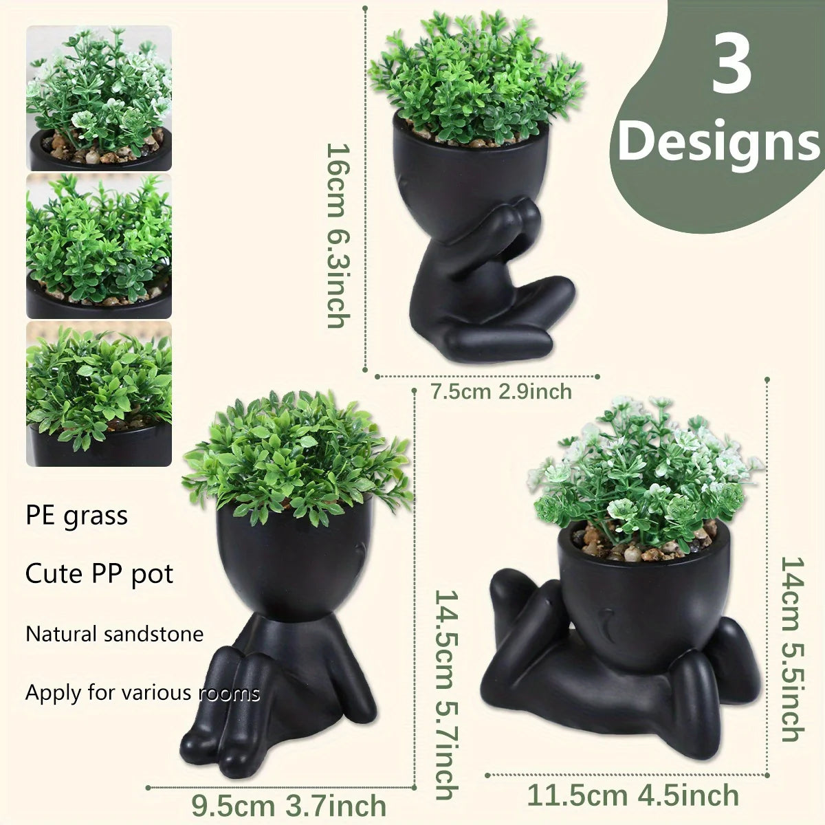 Adorable Eucalyptus Plant in Black & White Character Pot Sexy Boy Girl Pose Mini Planter for Home Decor Present Gift