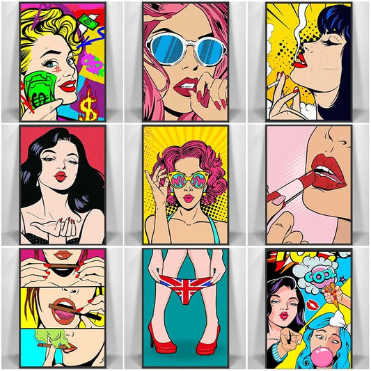 Fiery Femmes – Abstract Pop Art Canvas