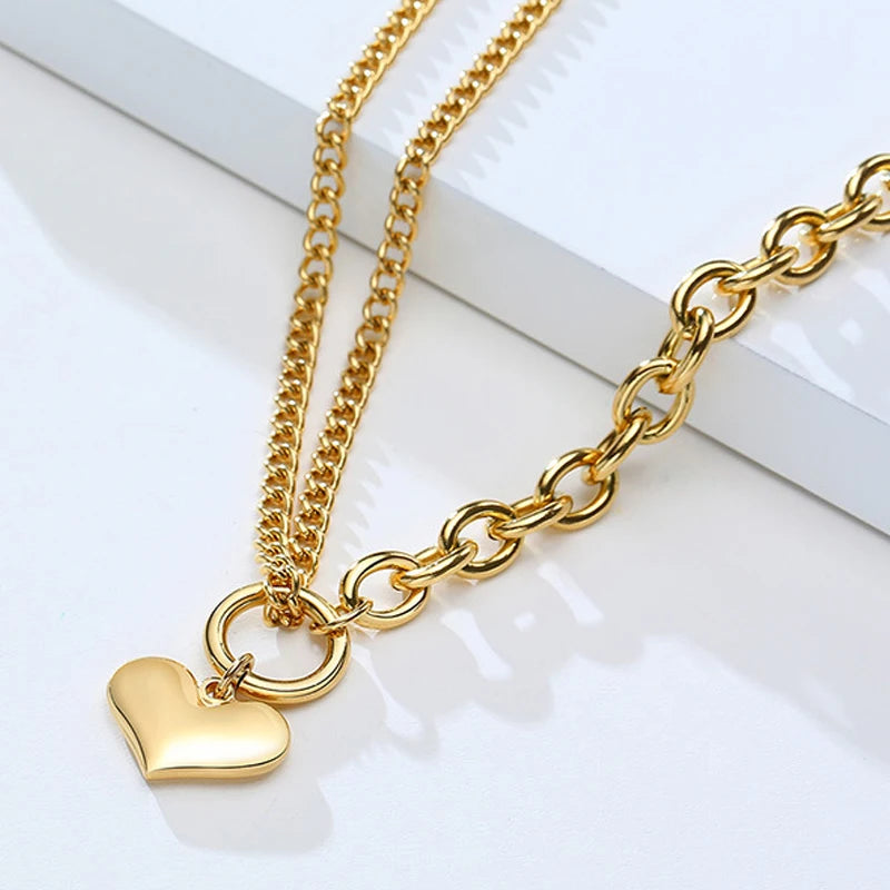 Bold Heart Stainless Steel Jewellery Set